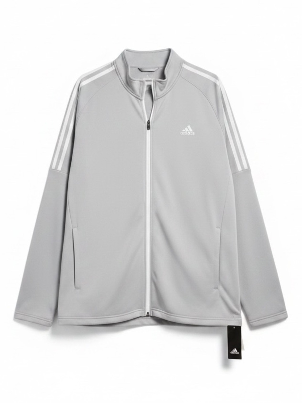 adidas Light Gray Full-Zip Performance Track Jacket